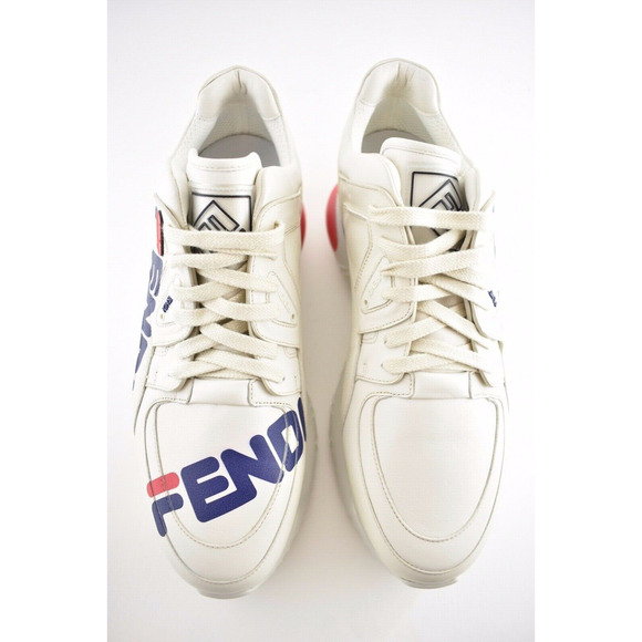 Fendi Mens Chunky Mania Logo White Platform Flat Trainer Sneaker UK 10.5 US 11.5 - Picture 10 of 12